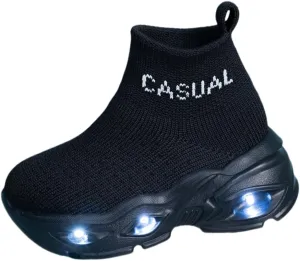 Boys Girls Breathable Athletic Led Light Up Sneakers Lightweight Outdoor Tennis Sock Shoes
