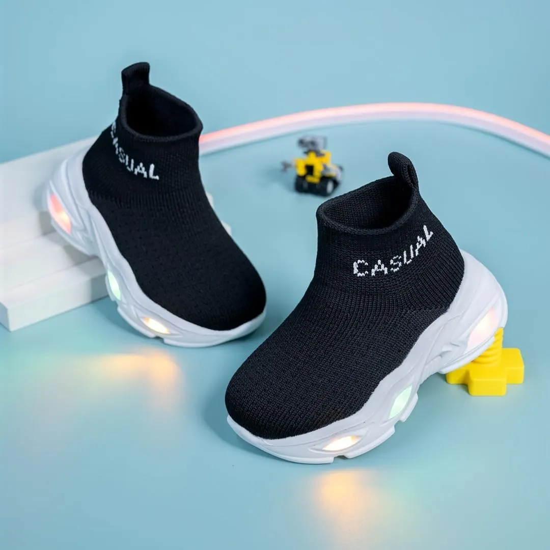 Boys Girls Breathable Athletic Led Light Up Sneakers Lightweight Outdoor Tennis Sock Shoes