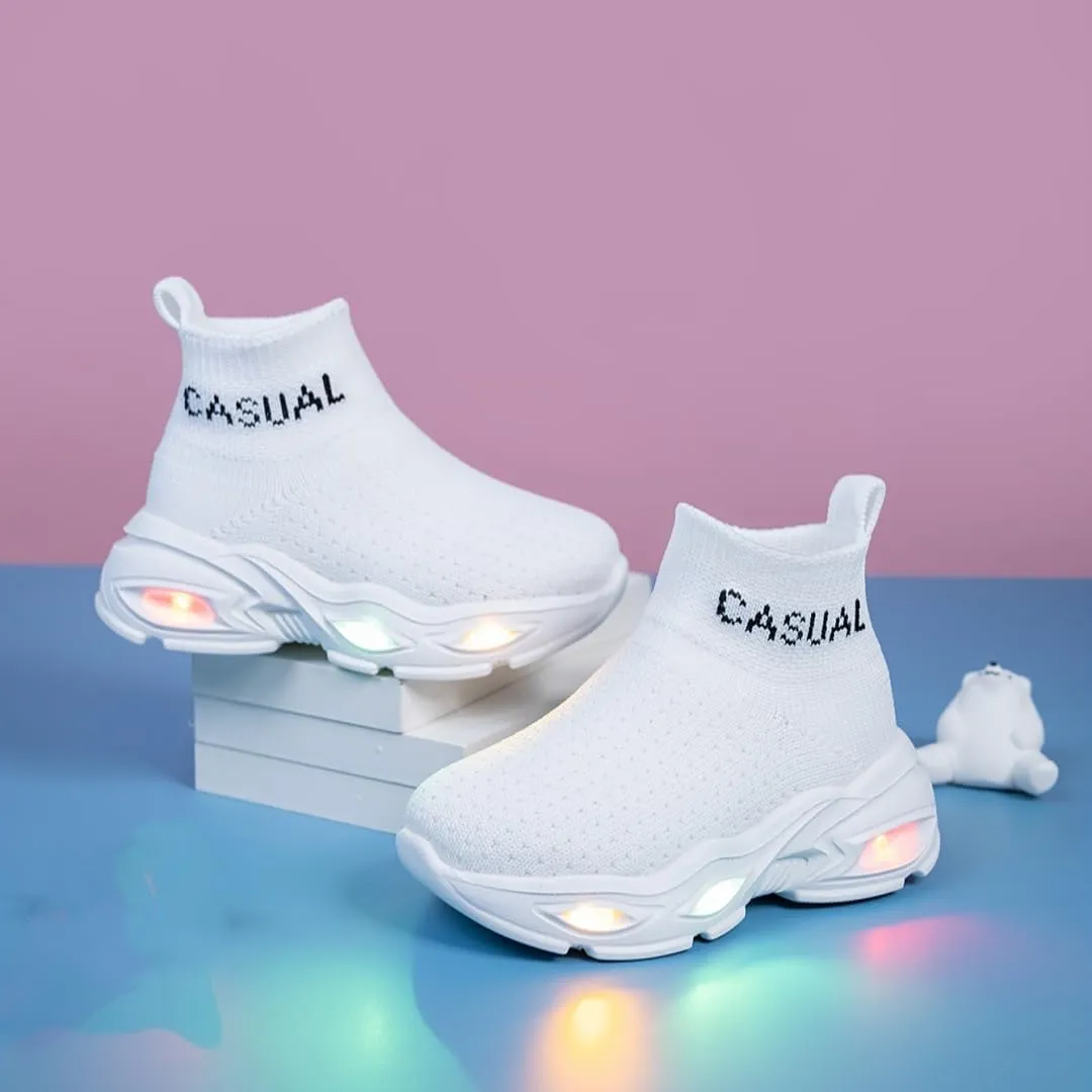 Boys Girls Breathable Athletic Led Light Up Sneakers Lightweight Outdoor Tennis Sock Shoes