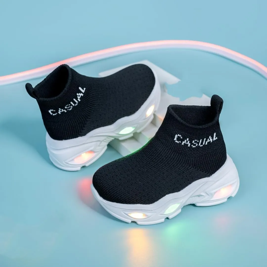 Boys Girls Breathable Athletic Led Light Up Sneakers Lightweight Outdoor Tennis Sock Shoes