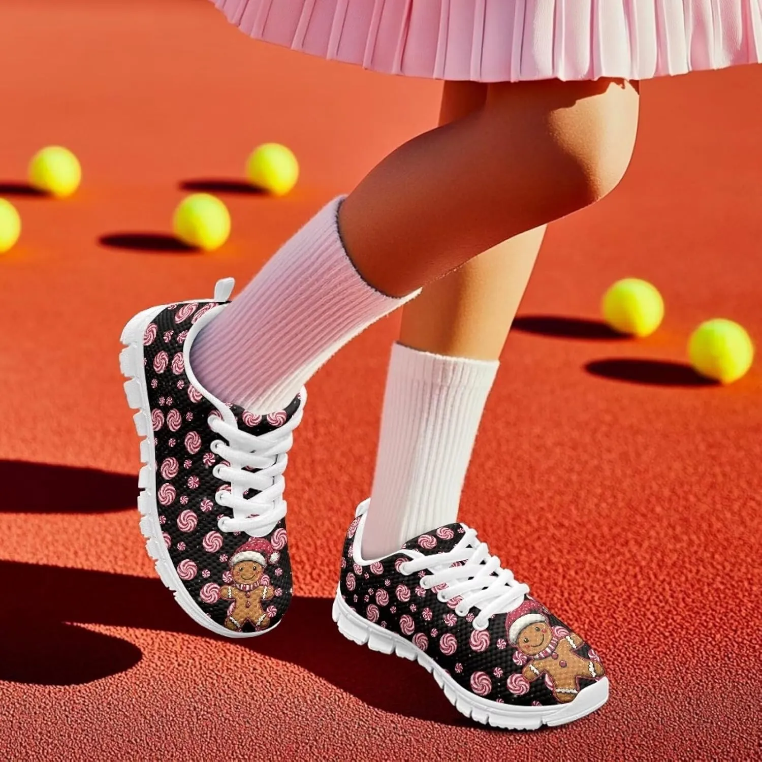 Boys Girls Christmas Mesh Sneaker Non Slip Breathable Sports Running Tennis Shoe Lace-up Casual Walking Shoe US11-5