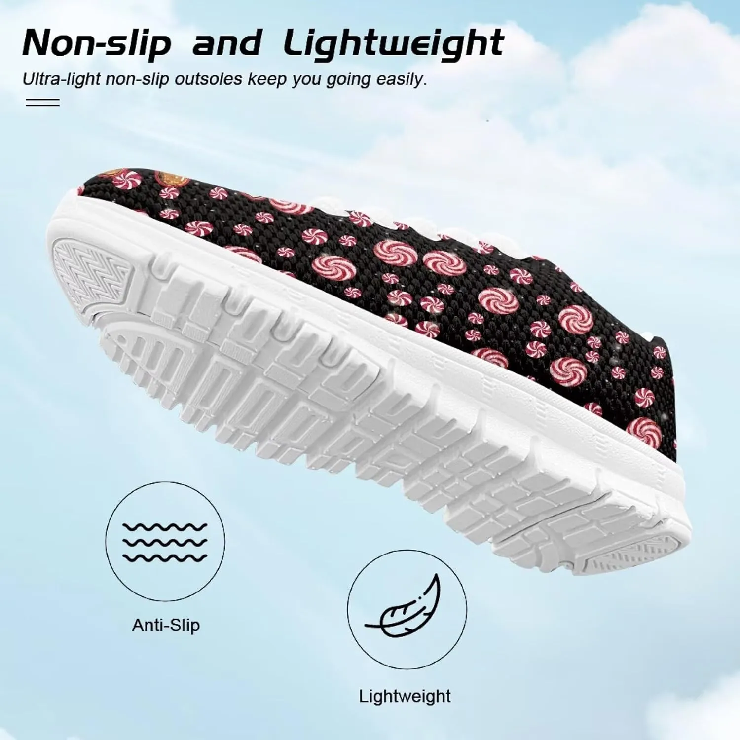 Boys Girls Christmas Mesh Sneaker Non Slip Breathable Sports Running Tennis Shoe Lace-up Casual Walking Shoe US11-5