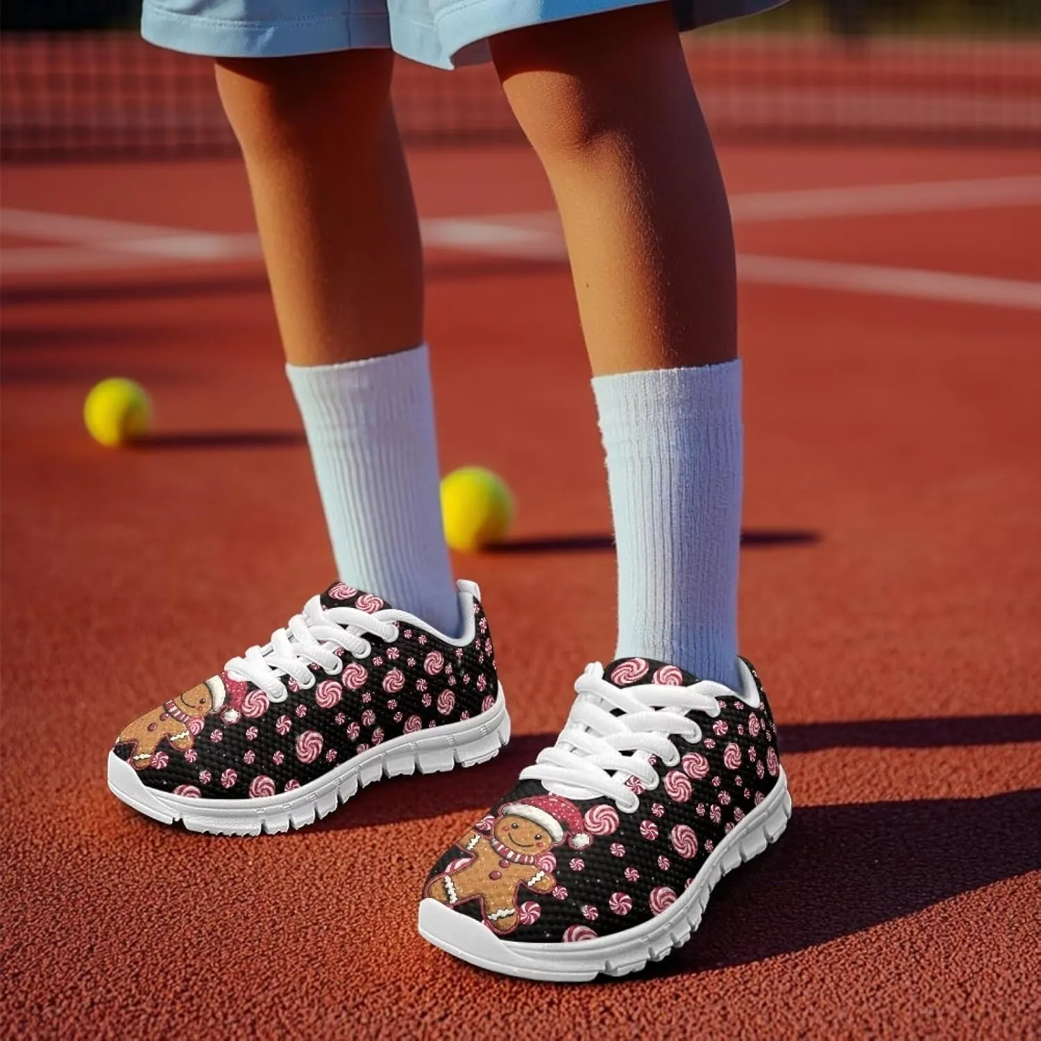 Boys Girls Christmas Mesh Sneaker Non Slip Breathable Sports Running Tennis Shoe Lace-up Casual Walking Shoe US11-5