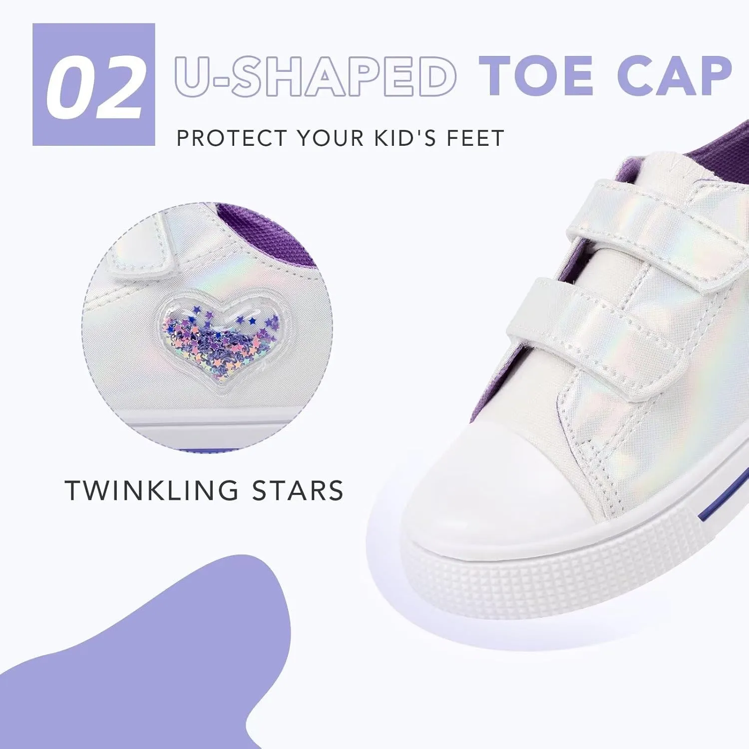 Boys Girls Sneakers Toddler Canvas Shoes Kids Walking Shoes with Hook and Loops