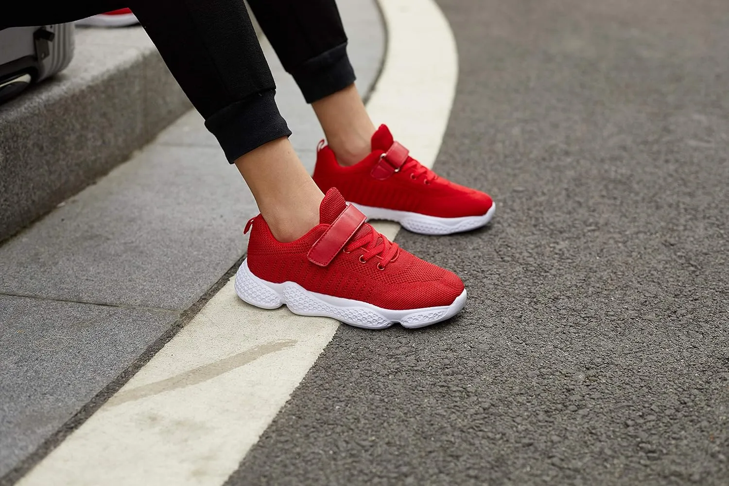 Casbeam Kids Breathable Sneakers Mesh Lightweight Easy Walk Casual Sport Strap Athletic Running Shoes for Boys Girls