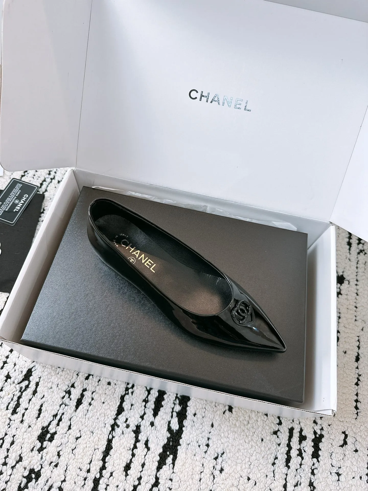 CC Ballet Flats In Black Glossy Lambskin 144667