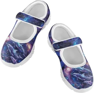 chaqlin Galaxy Print Sneakers for Kids Slip On Mary Jane Shoes Child Size Breathable Mesh Shoes for School