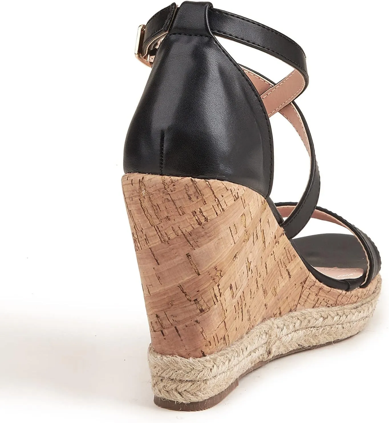 Chunky Espadrille Sandals for Women Wedge Summer Casual Cross Ankle Straps Buckle Open Toe Platform High Heels Comfortable Outdoor Ladies Shoes