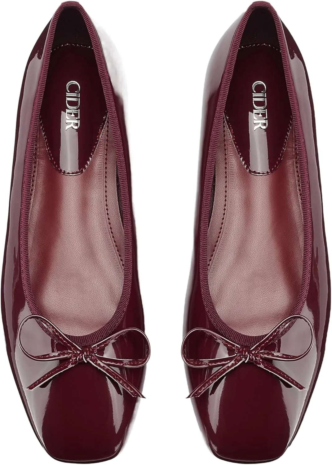 CIDER Bow Decor Square Toe Ballet Mary Jane Flats