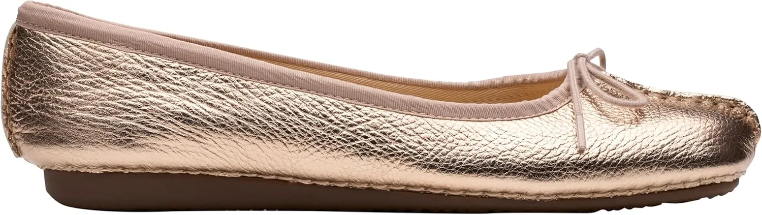 Clarks Women's Freckle Ice Ballet Flats, Copper Metallic, 36