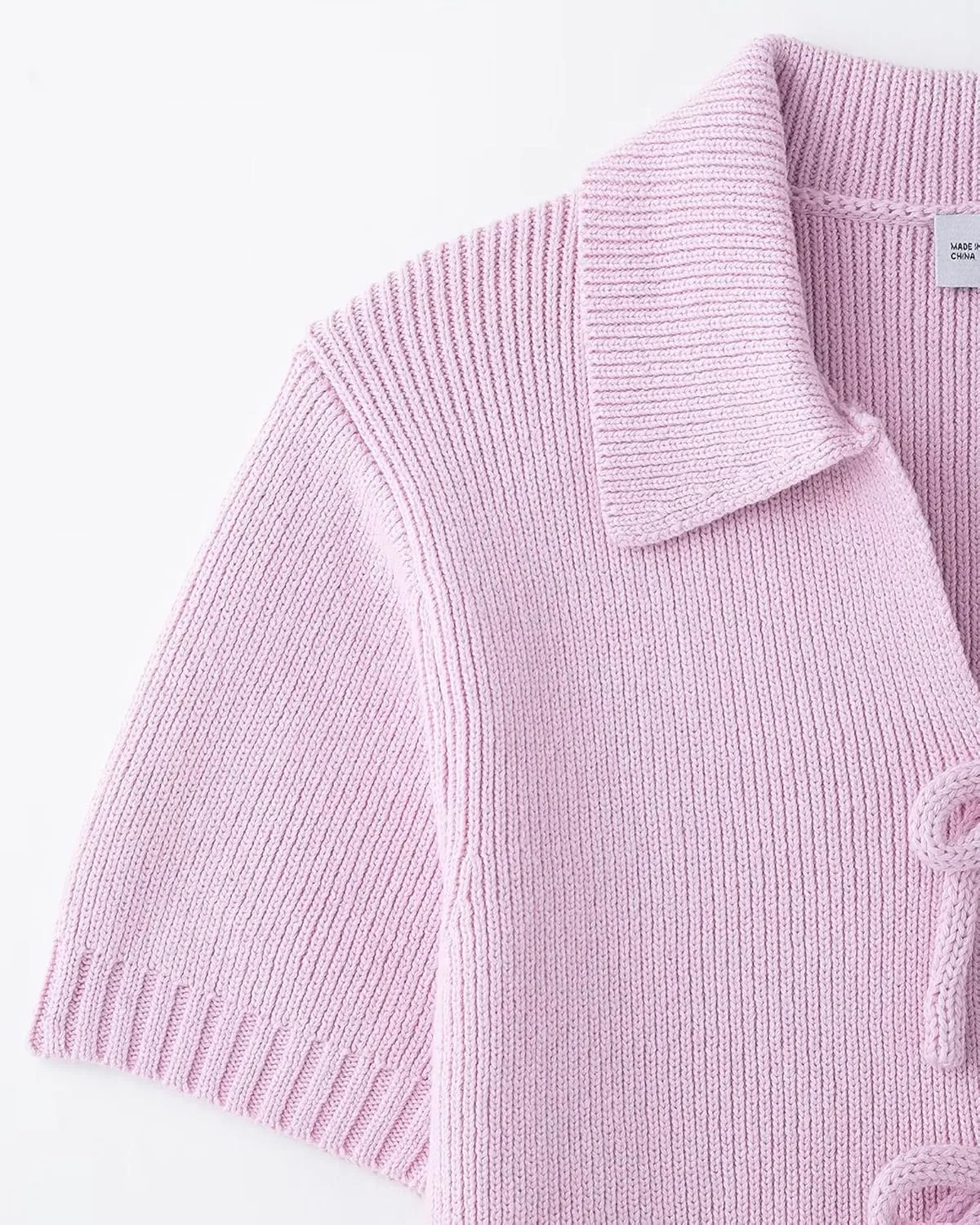 CORIRESHA Women's Summer Short Sleeve Cardigan Casual Knitted Tie Front Bow Sweater