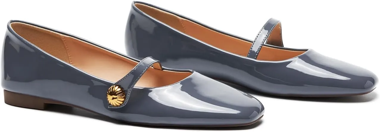 C.Paravano Women's Mary Jane Flats | Comfortable Square Toe Ballet Flats | Mary Jane Shoes with Strap | Casual Dress Flat Shoes for Party Wedding & Work Office，Date Nights