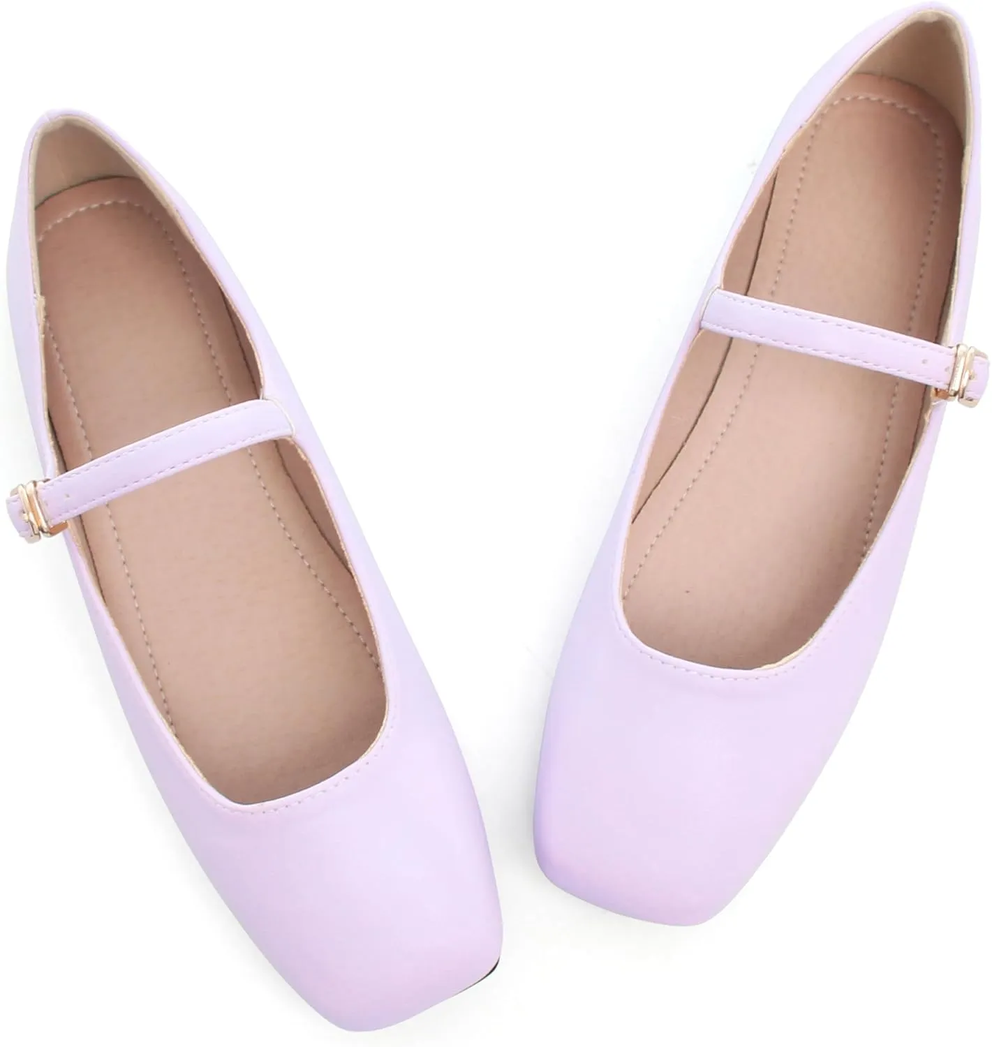 Dear Time Mary Jane Flats for Women Elegant Ballet Flats Strap Shoes Dressy Square Toe Flats Shoes