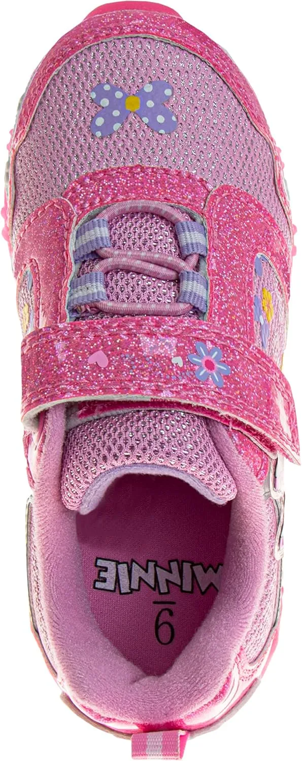 Disney Girls Minnie Mouse Light Up Laceless Running Shoes (Toddler/Little Girl)