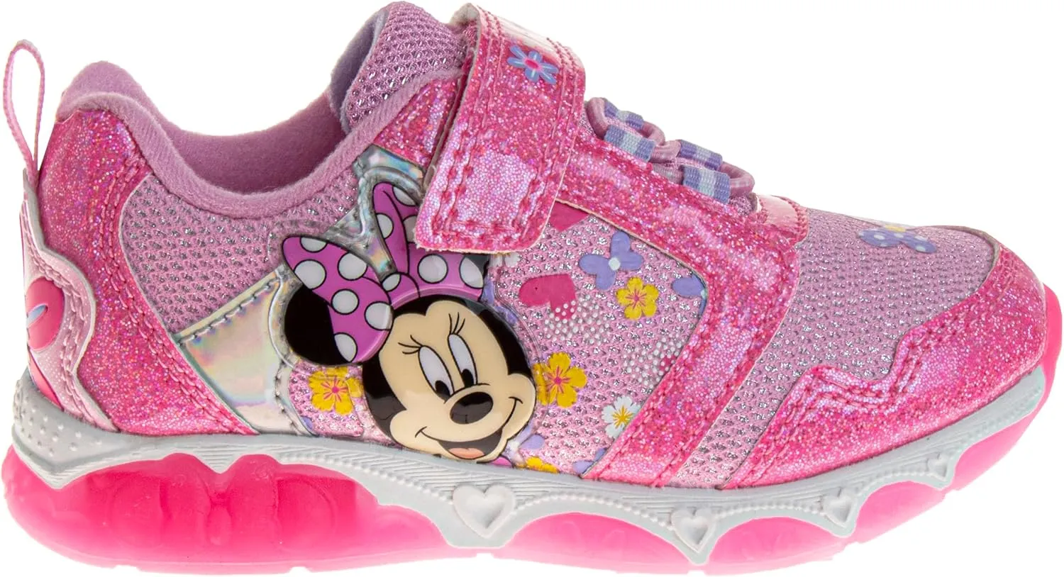 Disney Girls Minnie Mouse Light Up Laceless Running Shoes (Toddler/Little Girl)