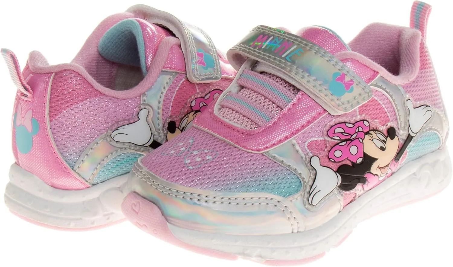 Disney Girls Minnie Mouse Light Up Laceless Running Shoes (Toddler/Little Girl)