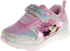 Disney Girls Minnie Mouse Light Up Laceless Running Shoes (Toddler/Little Girl)