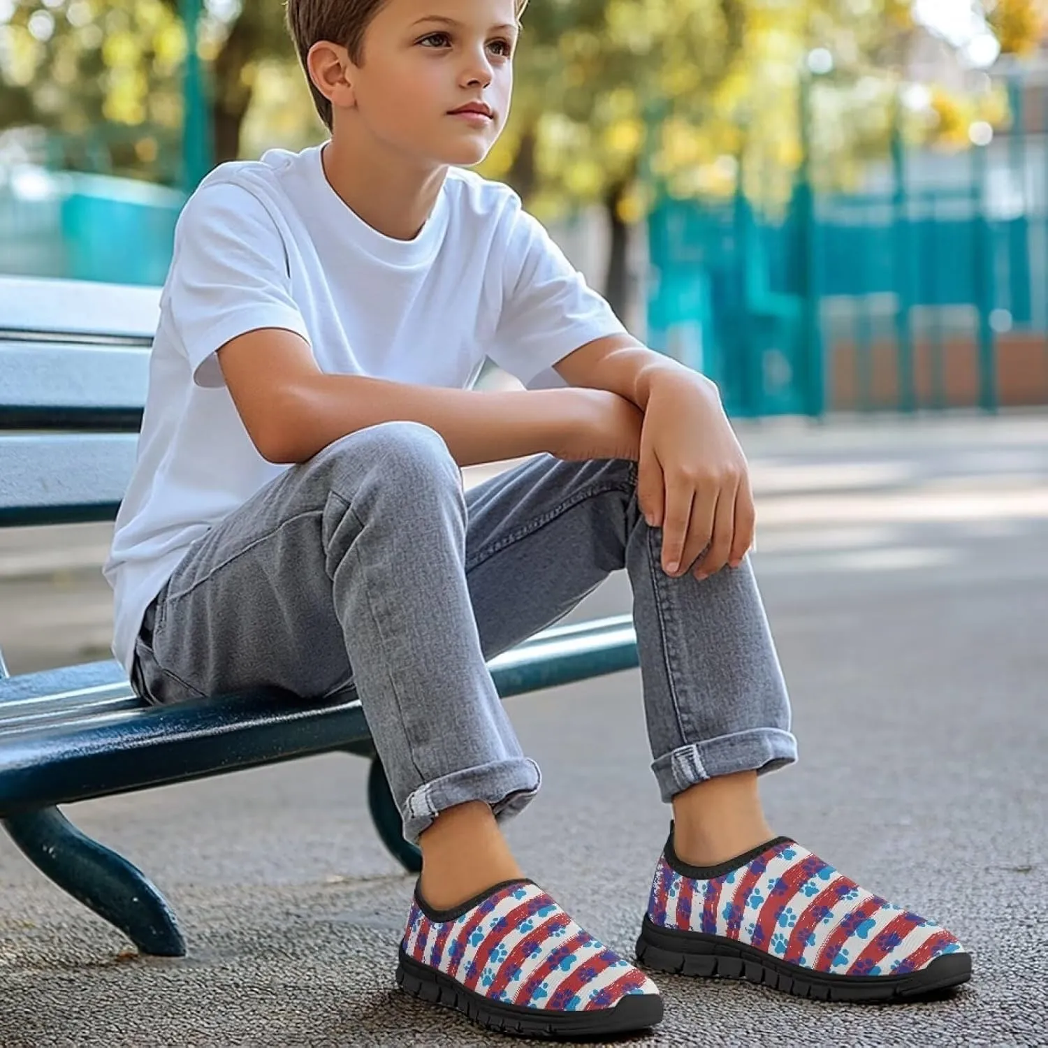 Doojoayie Boys Slip On Sneakers Breathable Summer Tennis Shoes for School Boys
