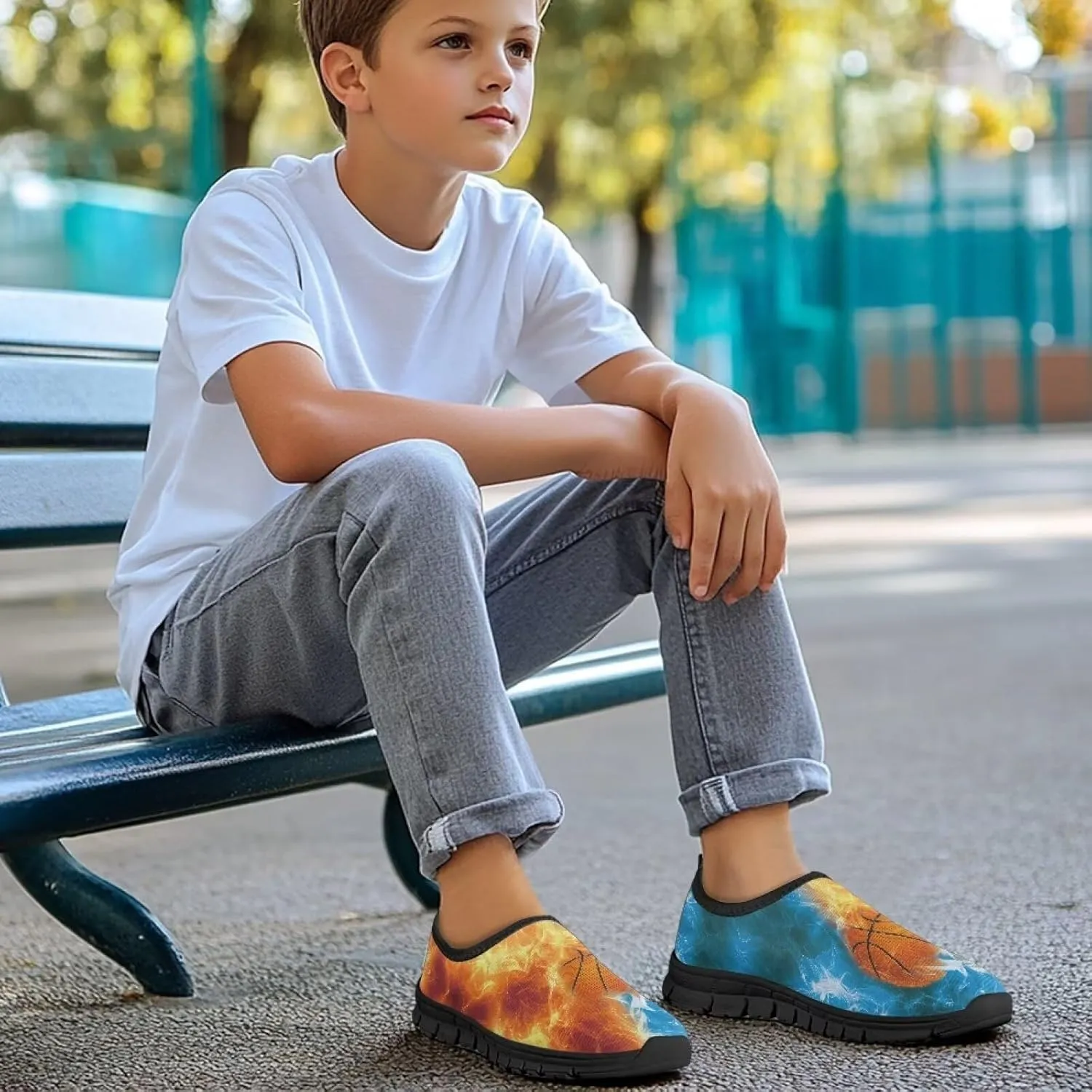 Doojoayie Boys Tennis Shoes Slip On for Active Student School Running Sneakers