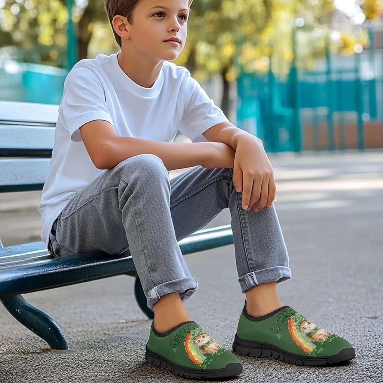 Doojoayie St. Patrick's Day Tennis Shoes for Boys Sport Shoes for Irish Festival Gift