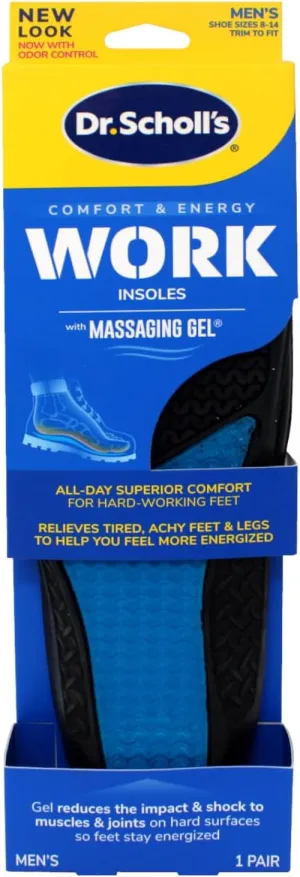Dr. Scholl's Work Massaging Gel, Advanced Insoles for Shoe Inserts, Standart, for Men, 1 Pair (Pack of 12)
