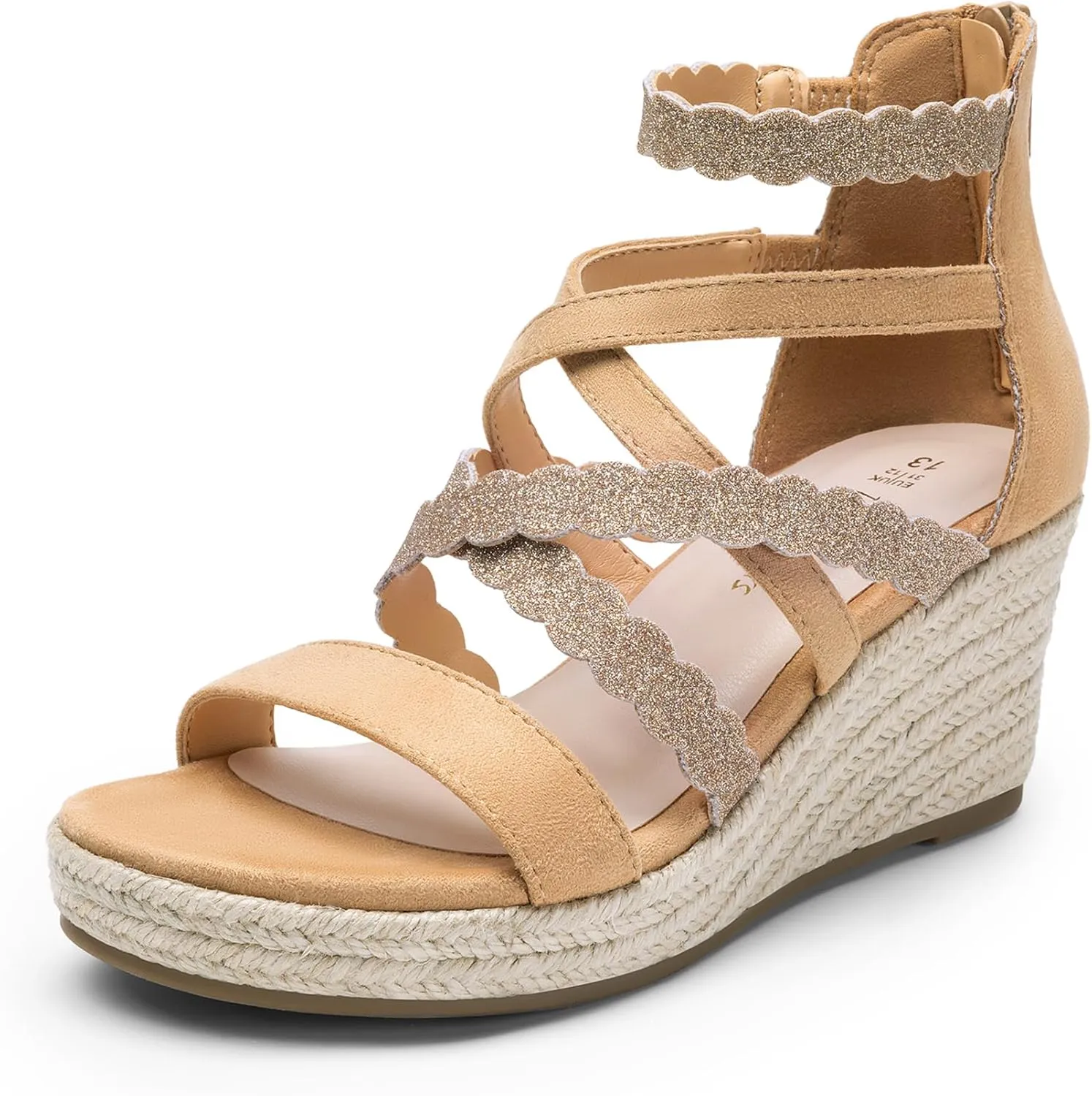 DREAM PAIRS Girls Wedge Sandals Flatform Open Toe Platform Sandals Espadrille Flower Wedding Party for Little Kid/Big Kid