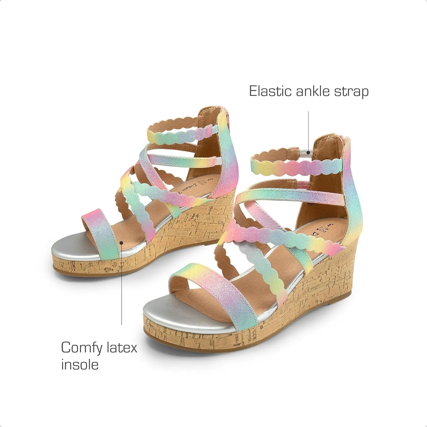 DREAM PAIRS Girls Wedge Sandals Flatform Open Toe Platform Sandals Espadrille Flower Wedding Party for Little Kid/Big Kid