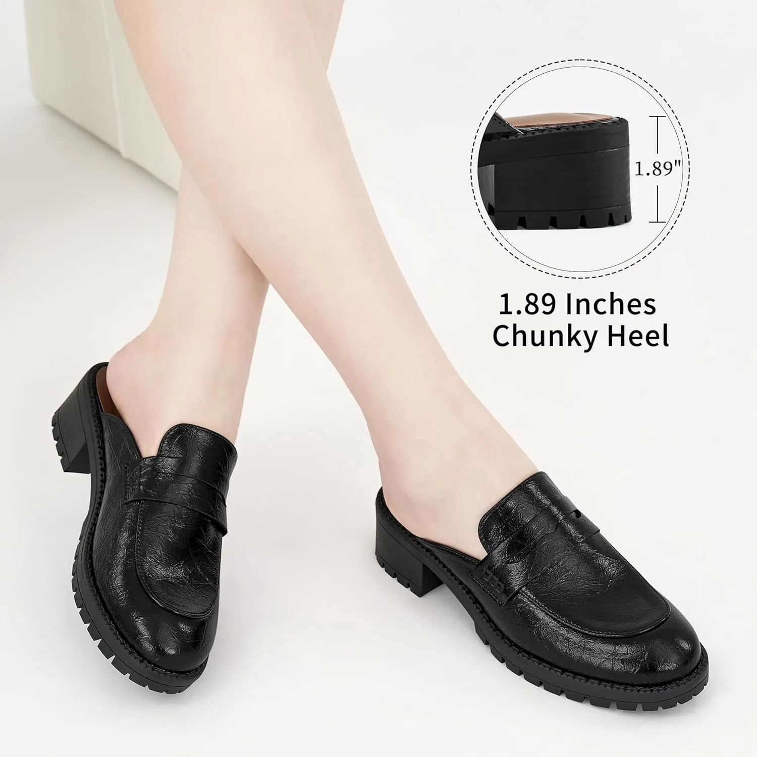 Ecetana Women Mules Comfortable Clogs Platform Chunky Slip on Backless Loafers Casual Walking Business Slide Shoes