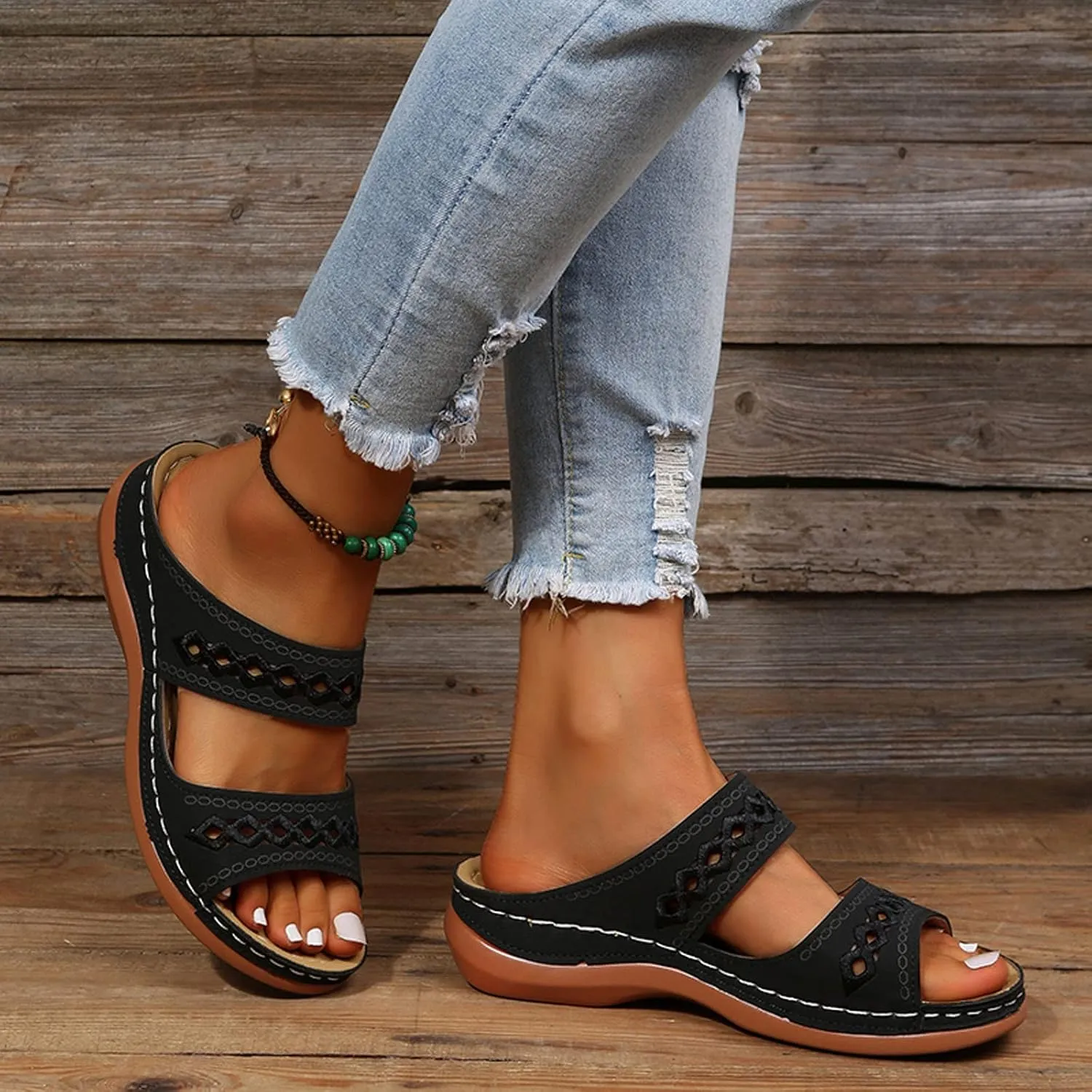 Eduavar Sandals for Women Dressy, Sandals Women Dressy Summer Retro Sandals Open Toe Anti-Slip Comfy Walking Sandals