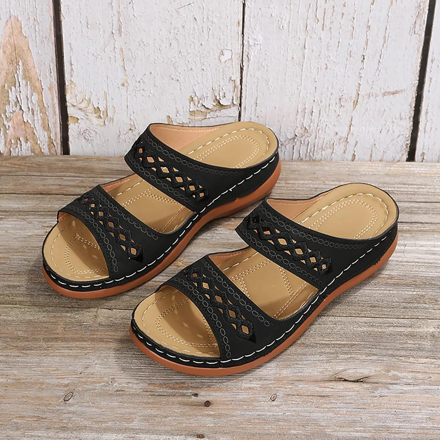 Eduavar Sandals for Women Dressy, Sandals Women Dressy Summer Retro Sandals Open Toe Anti-Slip Comfy Walking Sandals