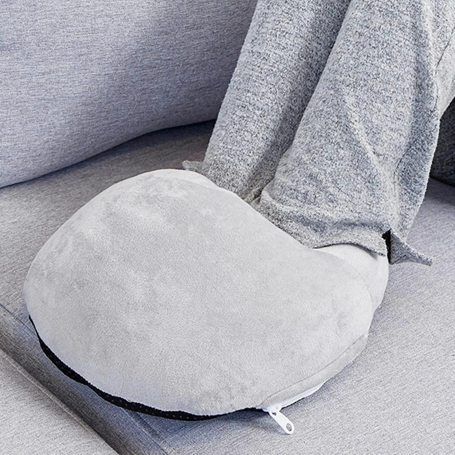 Electric Heated Foot Warmer, Fuzzy Thick USB Rechargeable Foot Heating Pad Winter Plush Foot Heater Cushion Heat Therapy Ankle Feet Warmer Boots Shoes Office Home Travel for Men Women (Grey)