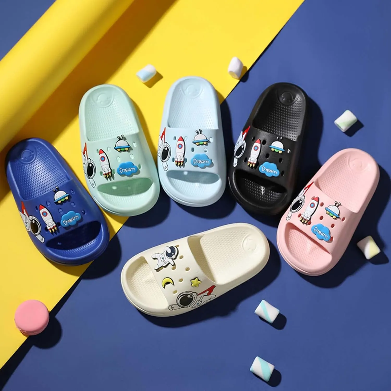 Eliogn Slide Sandals for Boys and Girls Anti-Slip Pillow Slippers Ultra Light Home Slippers Shower Summer Sandals Water Shoes (Little Kid/Big Kid)