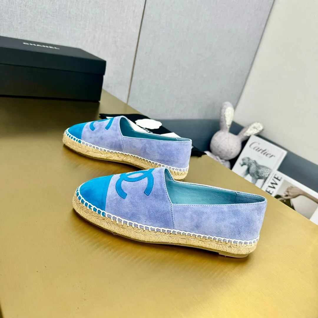 espadrilles purple blue and azure blue suede