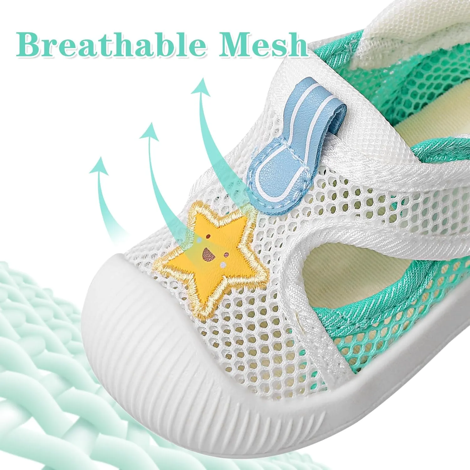ESTAMICO Baby Girls' Summer Sandals Toe Protection Athletic Sports Sandal Non-Slip First Walking Shoes