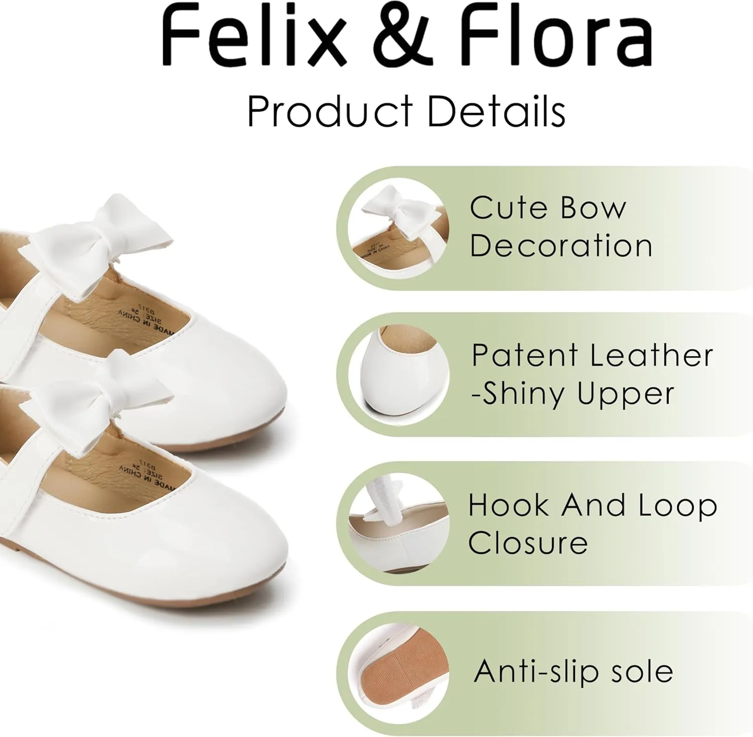 Felix & Flora Toddler Flower Girl Dress Shoes - Girl Ballet Flats Party School Shoes Wedding