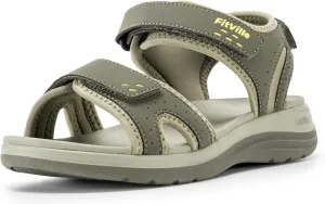 FitVille Women's Orthopedic Wide Sandals Strappy Arch Support Flat Sandals for Plantar Fasciitis & Swollen Feet | Adjustable Ankle Strap