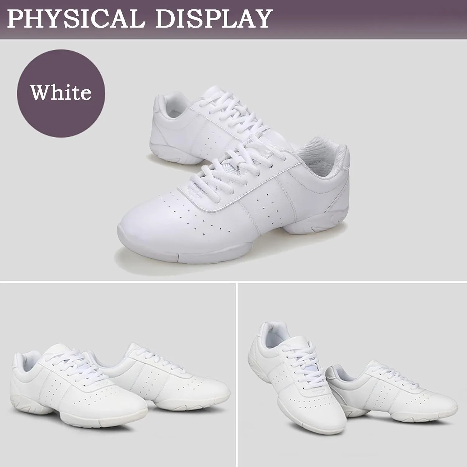 FLIOZY Womens Cheer Dance Shoes Girls White Cheerleading Competition Sports Shoes Athletic Walking Sneakers