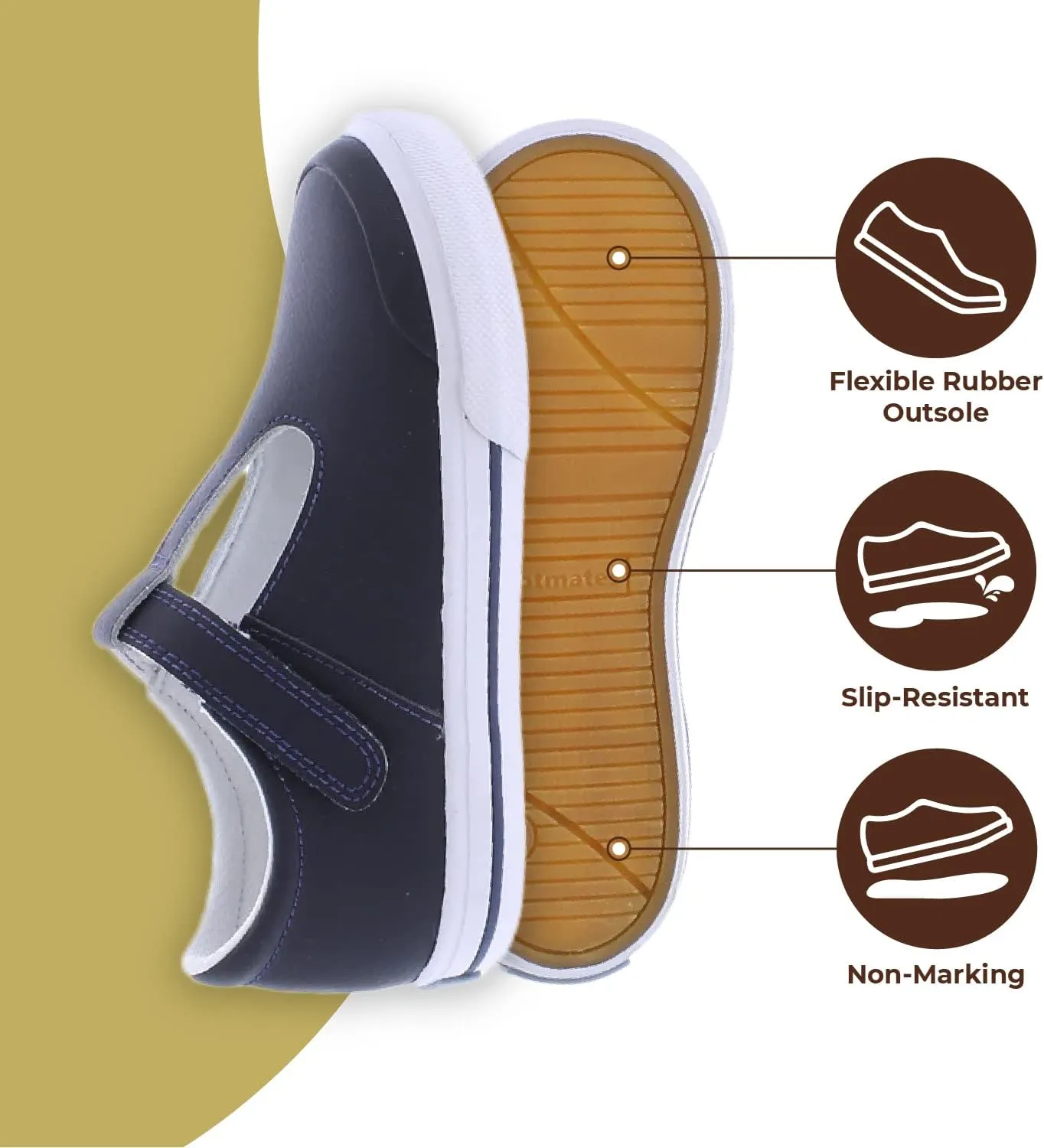 FOOTMATES Drew Mary Jane Flat T-Strap Girls Canvas Walking Sneakers with Custom-Fit Insoles, Slip-Resistant Vulcanized Outsoles