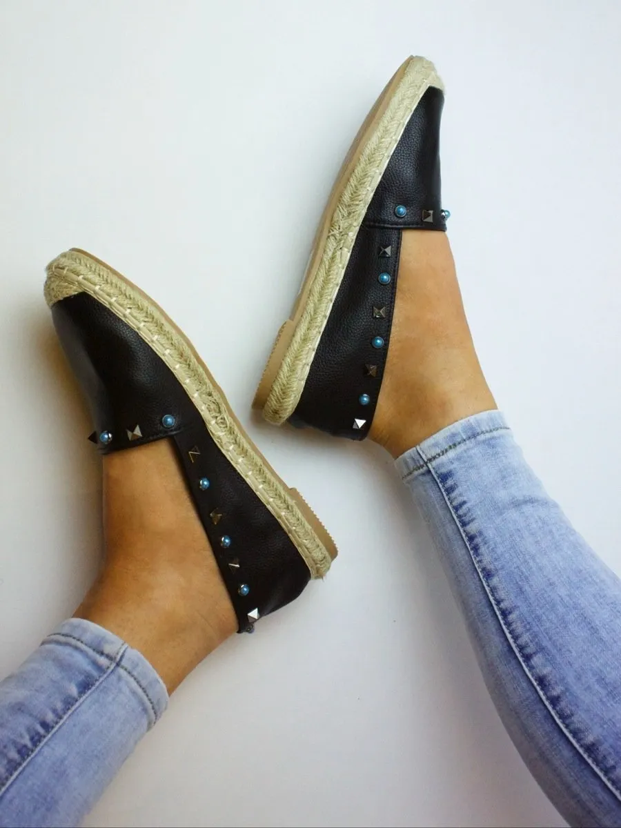 Gigi Black Stud Espadrilles
