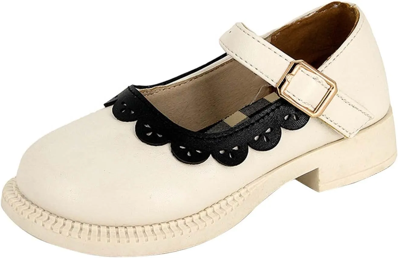 Girls Closed Toe Mary Jane School Uniform Shoes Toddler Flower Girl Dress Shoes Low Heels for Party Dress Shoes Girls