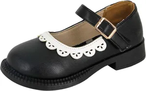 Girls Closed Toe Mary Jane School Uniform Shoes Toddler Flower Girl Dress Shoes Low Heels for Party Dress Shoes Girls