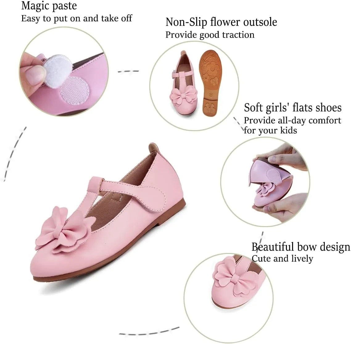 Girls Toddler Dress Shoes Ballet Mary Jane Flats for Baby Little Kids Girl