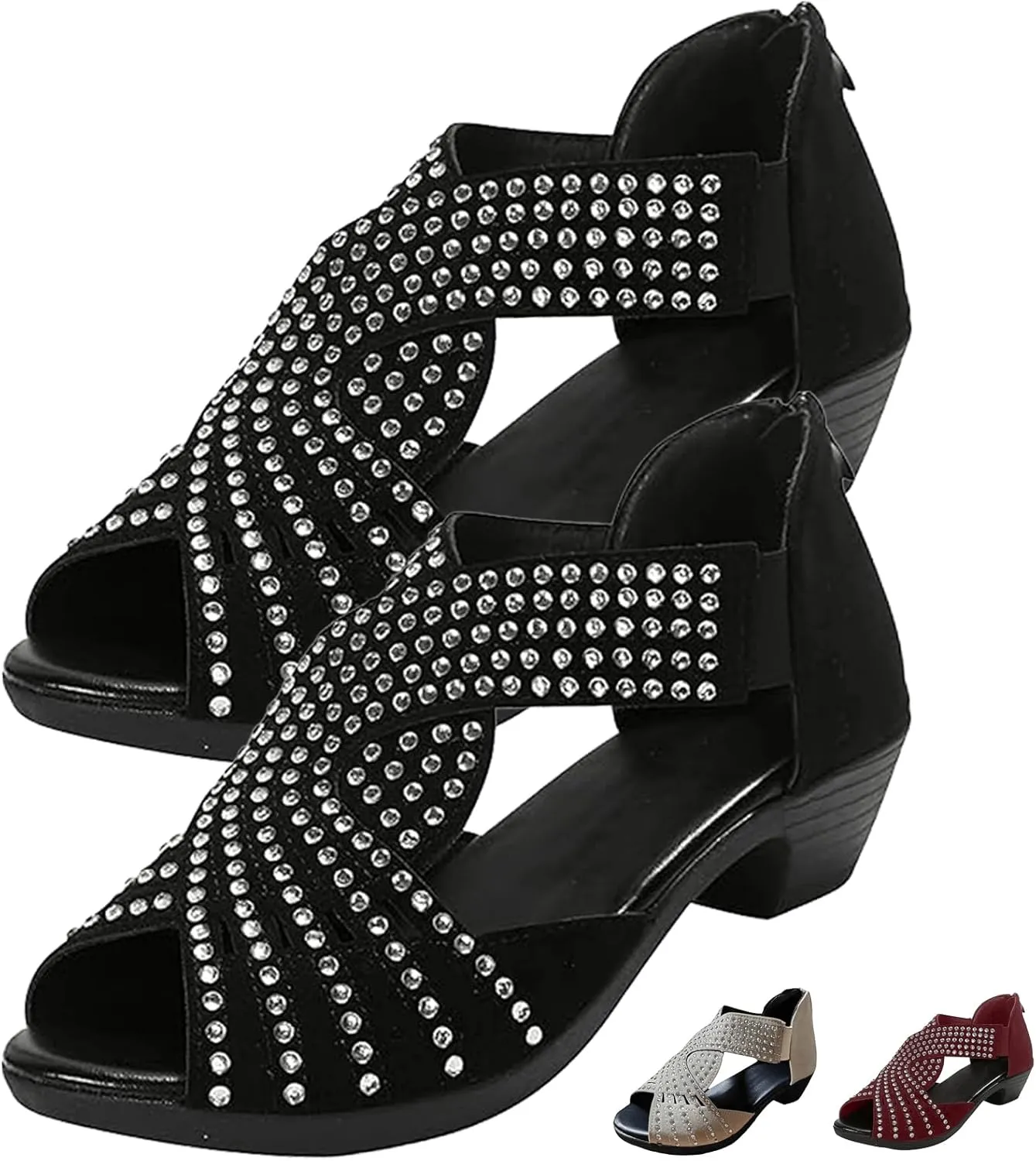Glowstep Orthopedic Low Heel Cut-Out Sandals Wedge Non-slip Comfortable, Cushioned, Breathable Orthopedic Sandals