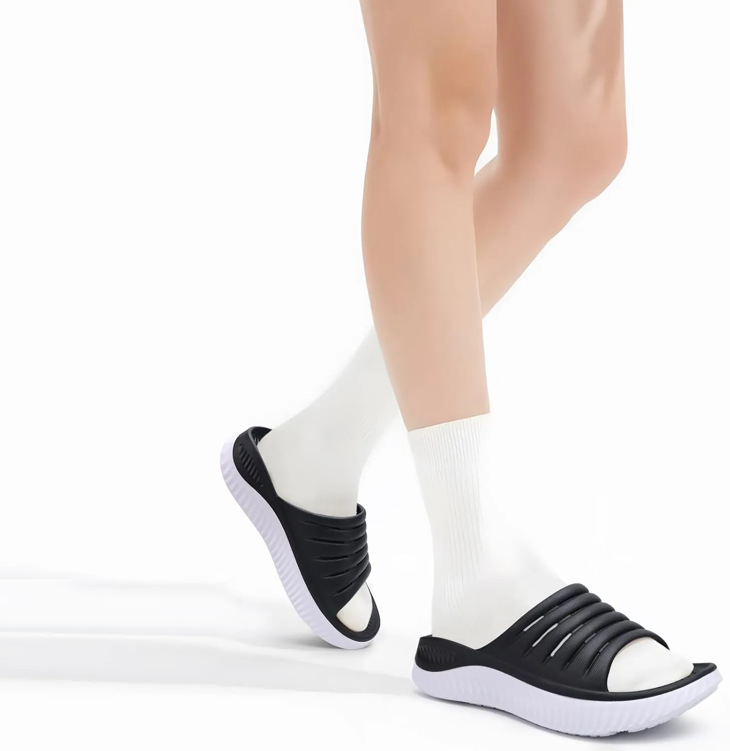 GPOS Womens Recovery Slides Sandals with Orthotic Plantar Fasciitis Relief Comfortable Athletic ladies Sandals with Thick Cushion Sole for Indoor Outdoor
