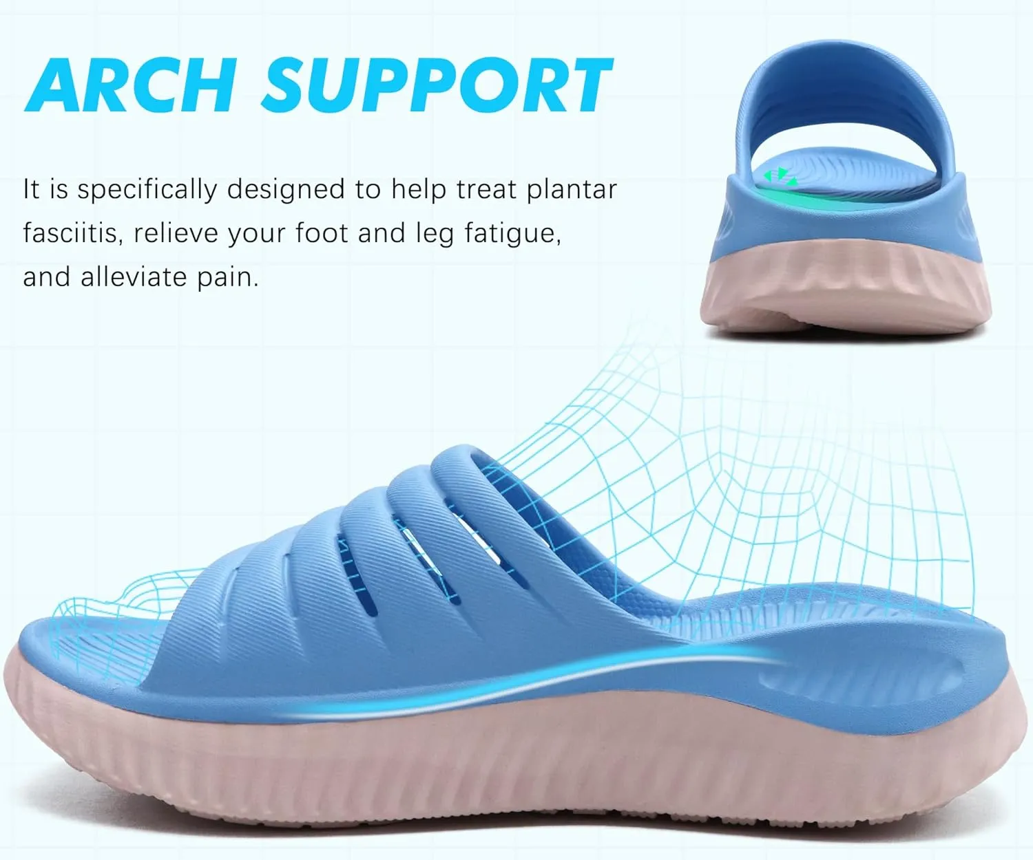 GPOS Womens Recovery Slides Sandals with Orthotic Plantar Fasciitis Relief Comfortable Athletic ladies Sandals with Thick Cushion Sole for Indoor Outdoor