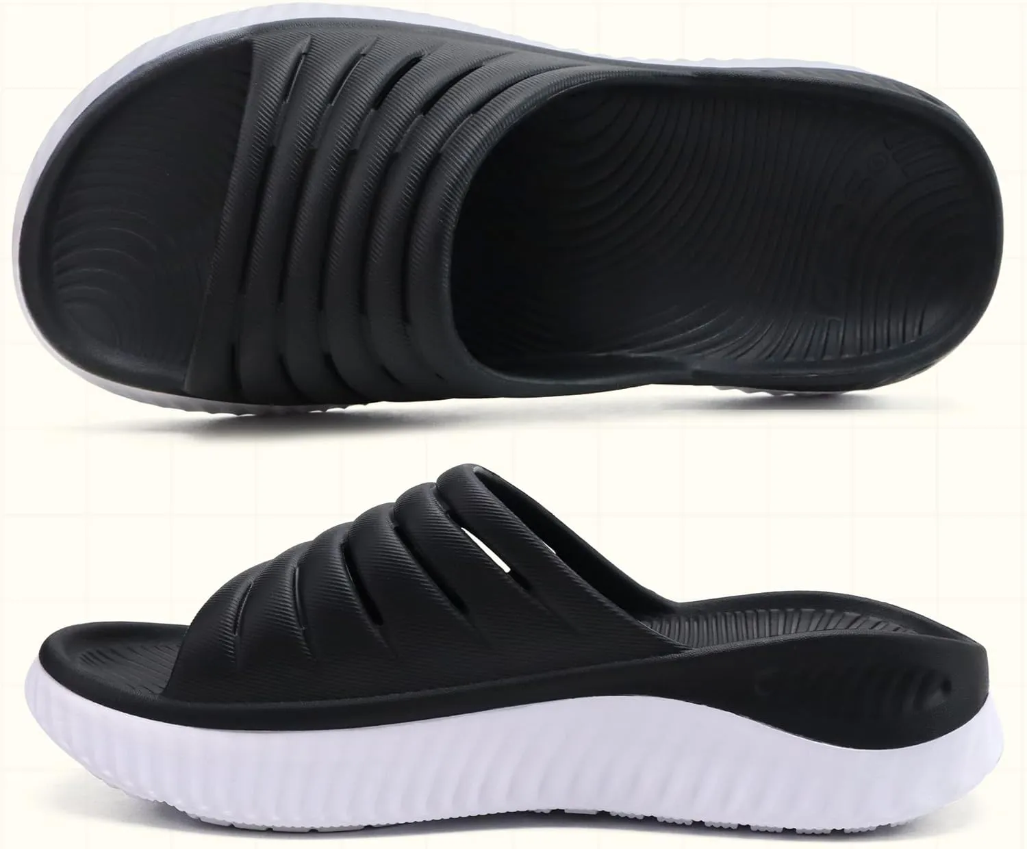 GPOS Womens Recovery Slides Sandals with Orthotic Plantar Fasciitis Relief Comfortable Athletic ladies Sandals with Thick Cushion Sole for Indoor Outdoor