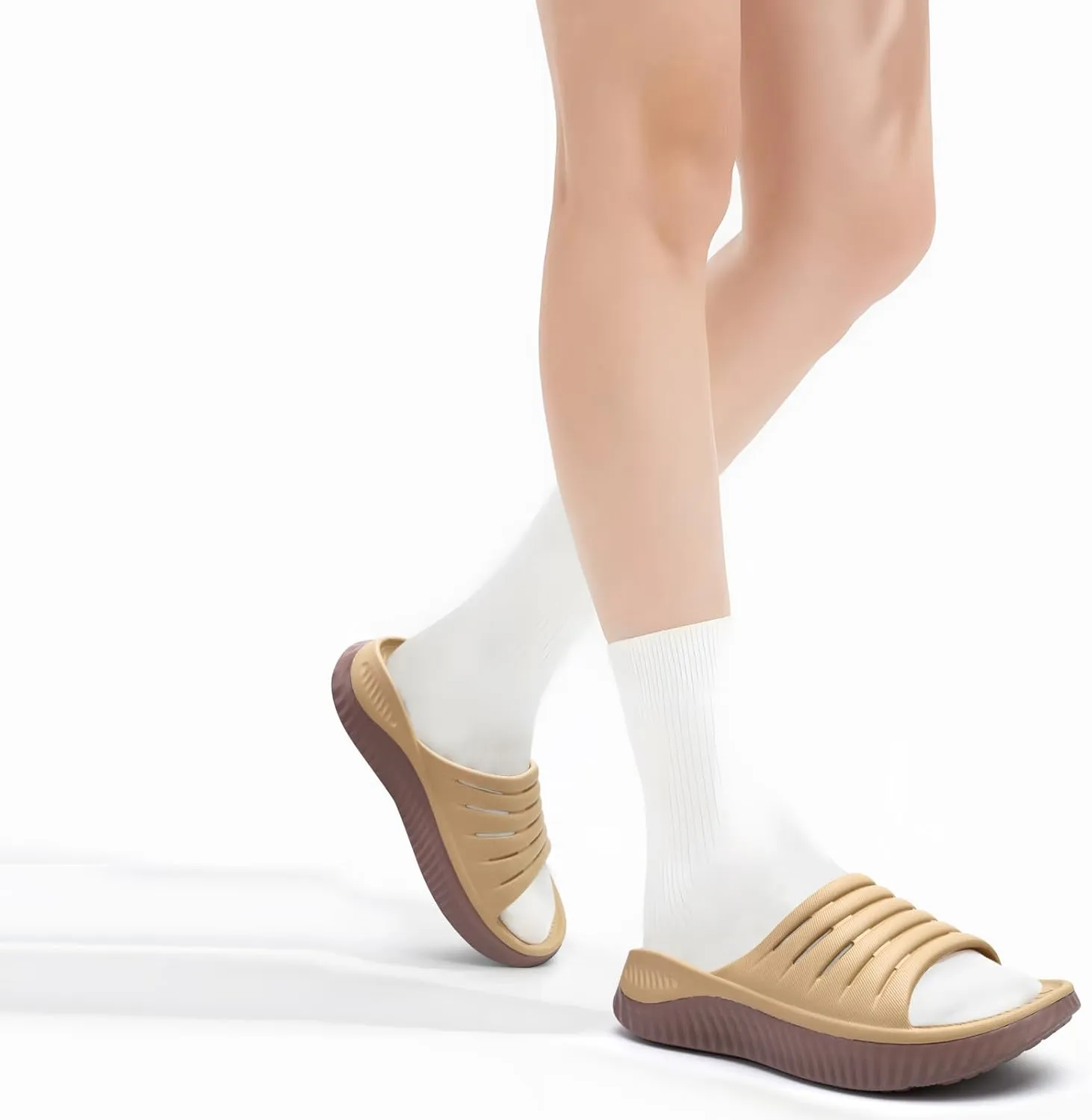 GPOS Womens Recovery Slides Sandals with Orthotic Plantar Fasciitis Relief Comfortable Athletic ladies Sandals with Thick Cushion Sole for Indoor Outdoor