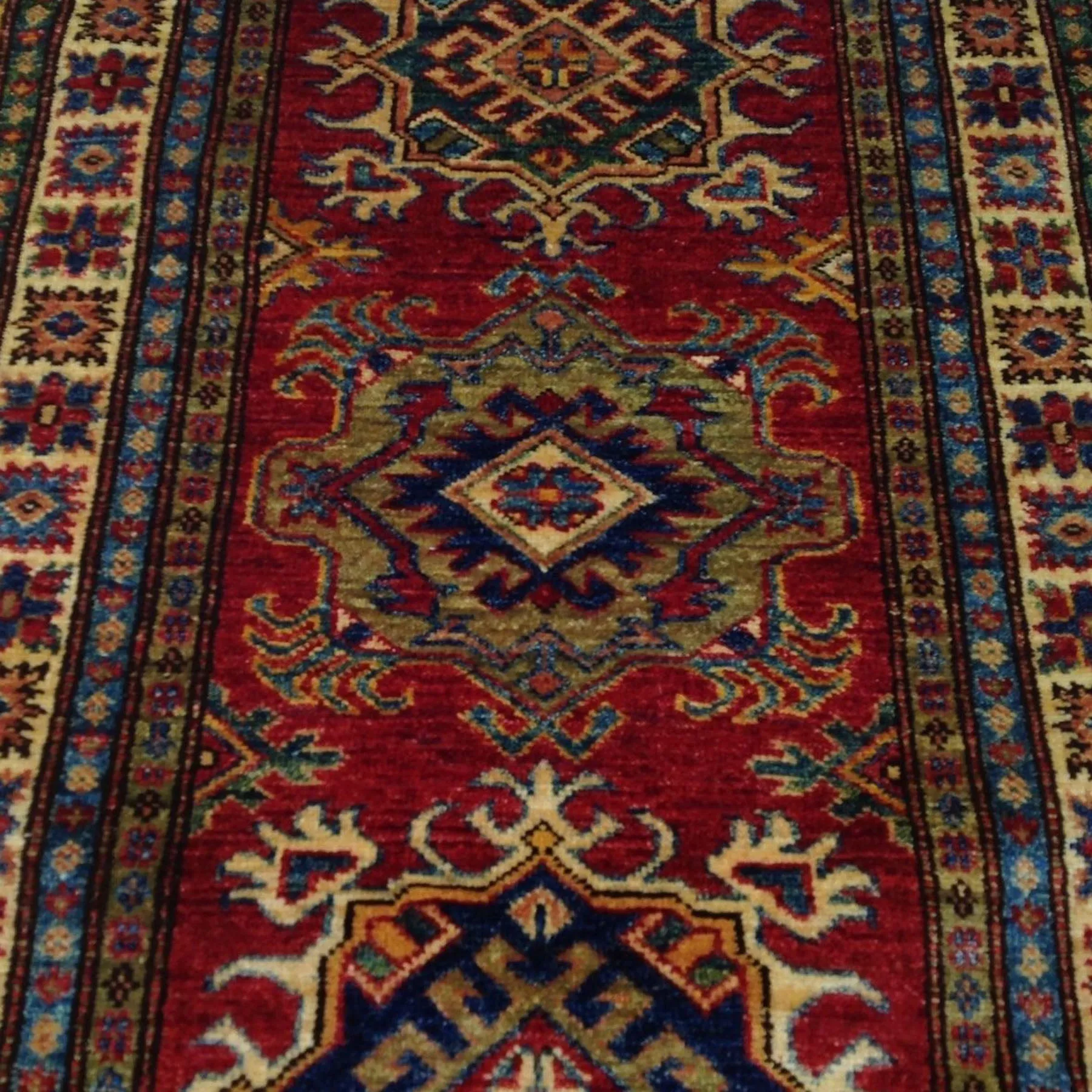 Hand-Knotted Fine Kazakl Design 100% Wool Rug Handmade (Size 2.7 X 10.6) Brral-1650