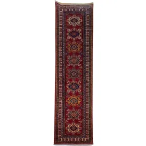 Hand-Knotted Fine Kazakl Design 100% Wool Rug Handmade (Size 2.7 X 10.6) Brral-1650