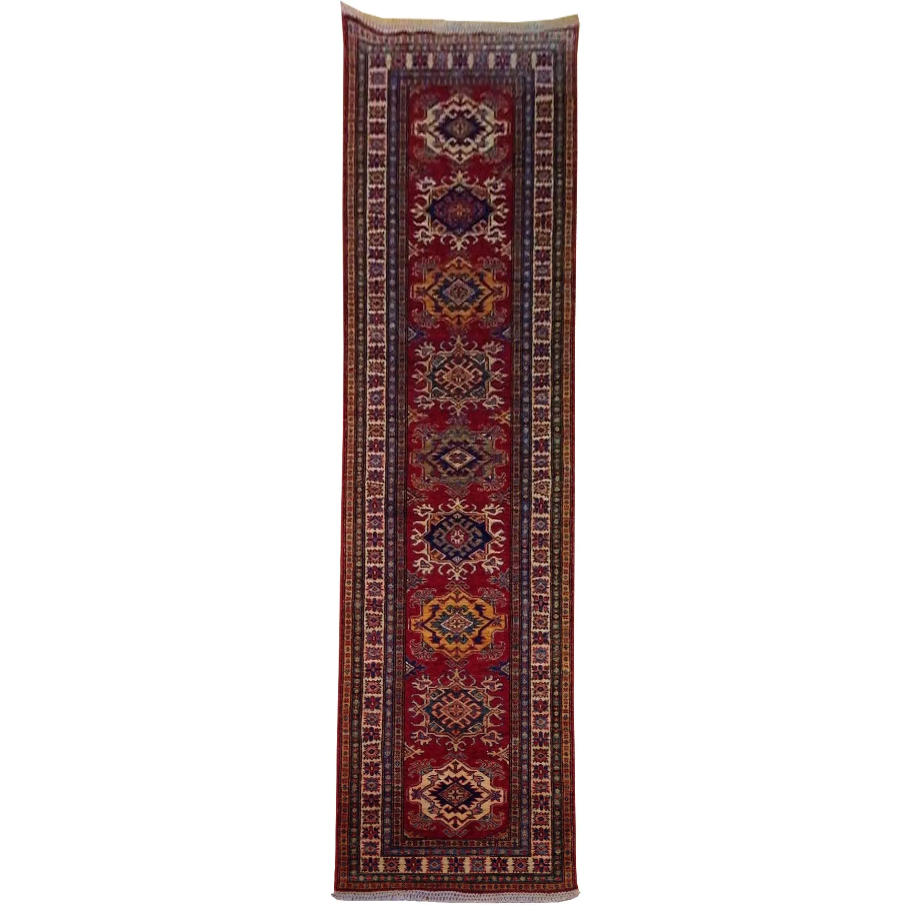 Hand-Knotted Fine Kazakl Design 100% Wool Rug Handmade (Size 2.7 X 10.6) Brral-1650